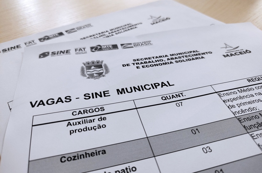 Sine Maceió oferta mais de 90 vagas de emprego nesta segunda-feira (8)